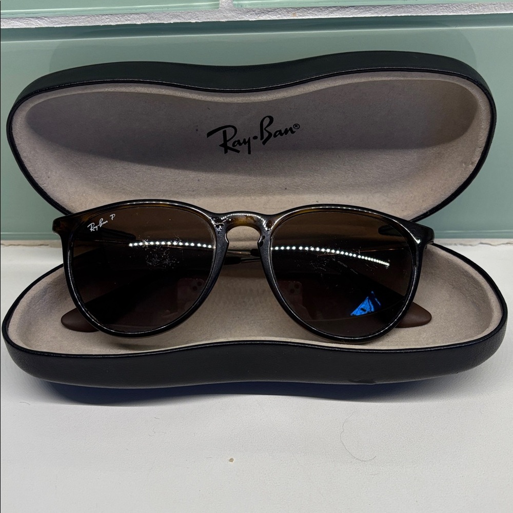 Ray-Ban ERICA Polarized Brown Tortoiseshell Sunglasses with Black Case